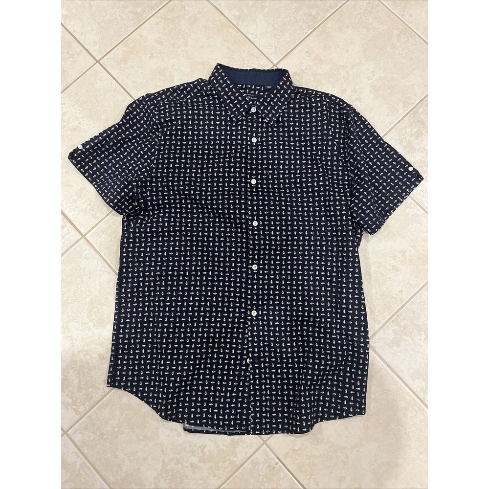 Ben Sherman Original Button Up Shirt Mens Size Medium Blue Sea Shells Conch